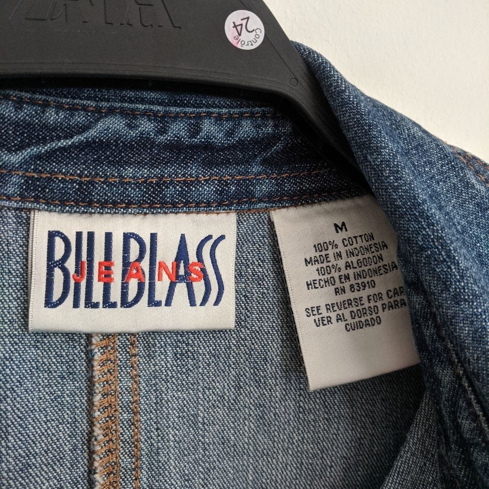 Vintage 90s Bill Blass Denim Button-Down Sleeveless Midi Dress. Dark Wash. - Picture 5 of 5